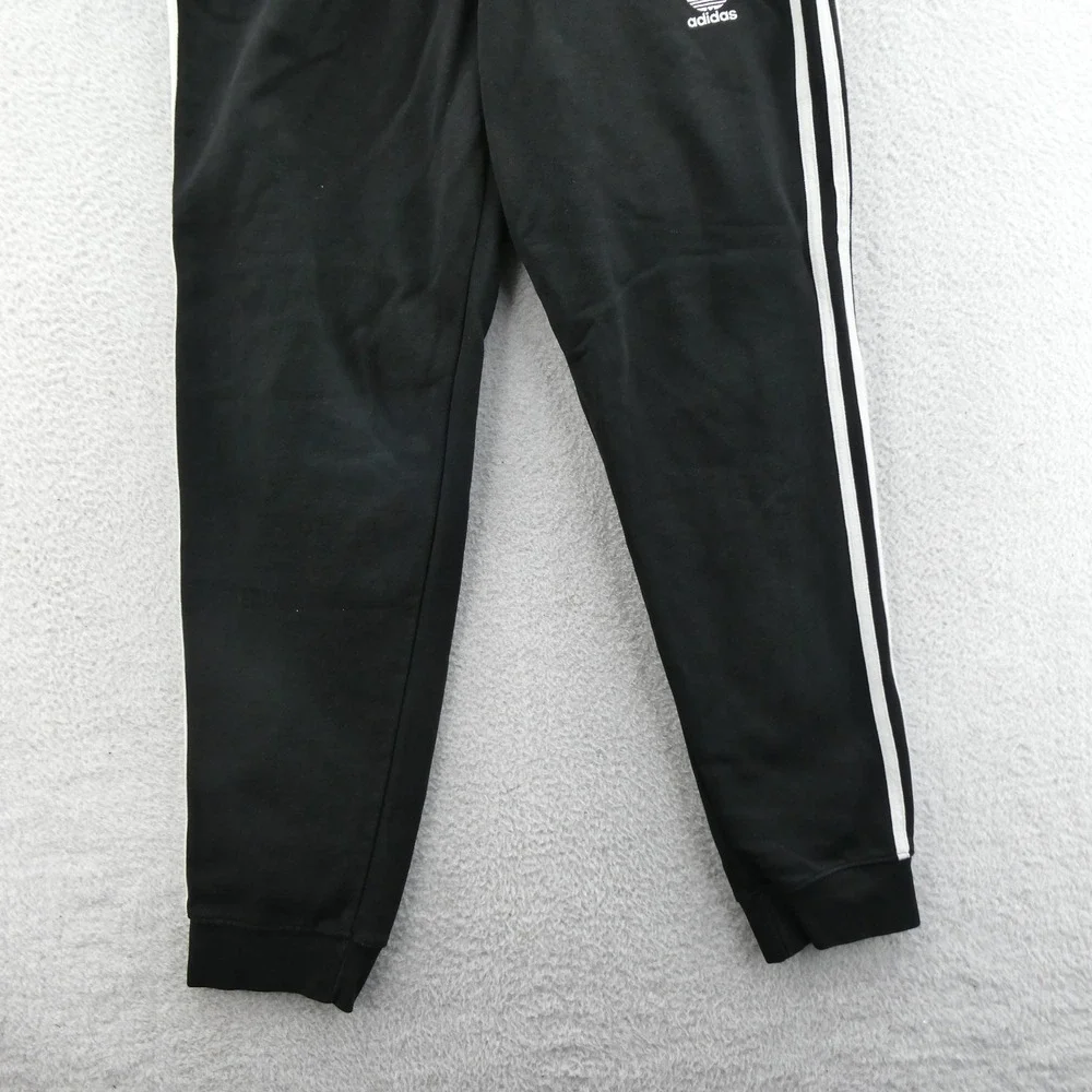 Adidas Joggers Mens Large Black Originals Trefoil‎ 3-Stripe Fleece Cotton Blend